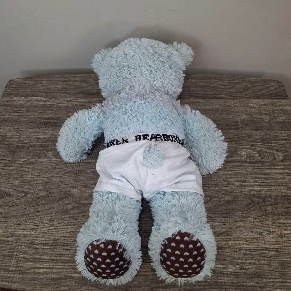 2013 Build-A-Bear Blue Teddy Bear Heart Accents BearBoxer 16.5